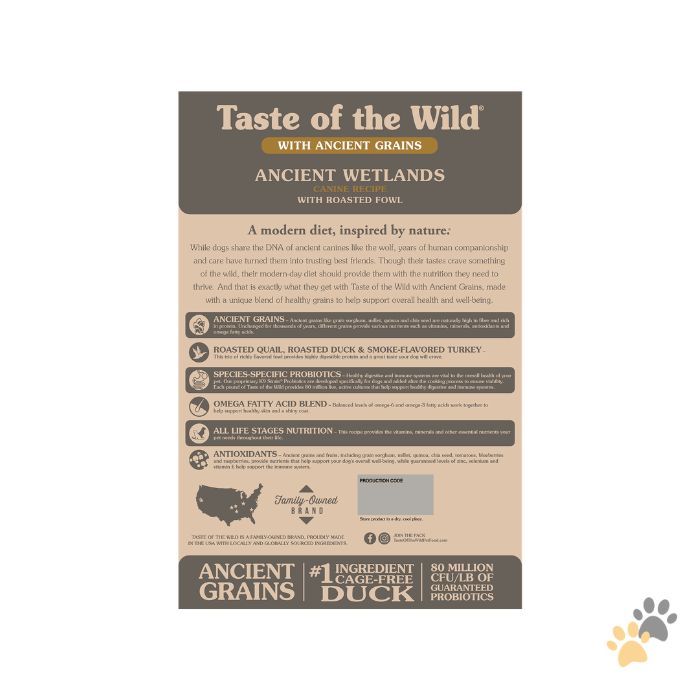 TASTE OF THE WILD ANCIENT WETLANDS CANINE RECIPE WITH ROASTED FOWL DRY DOG FOOD