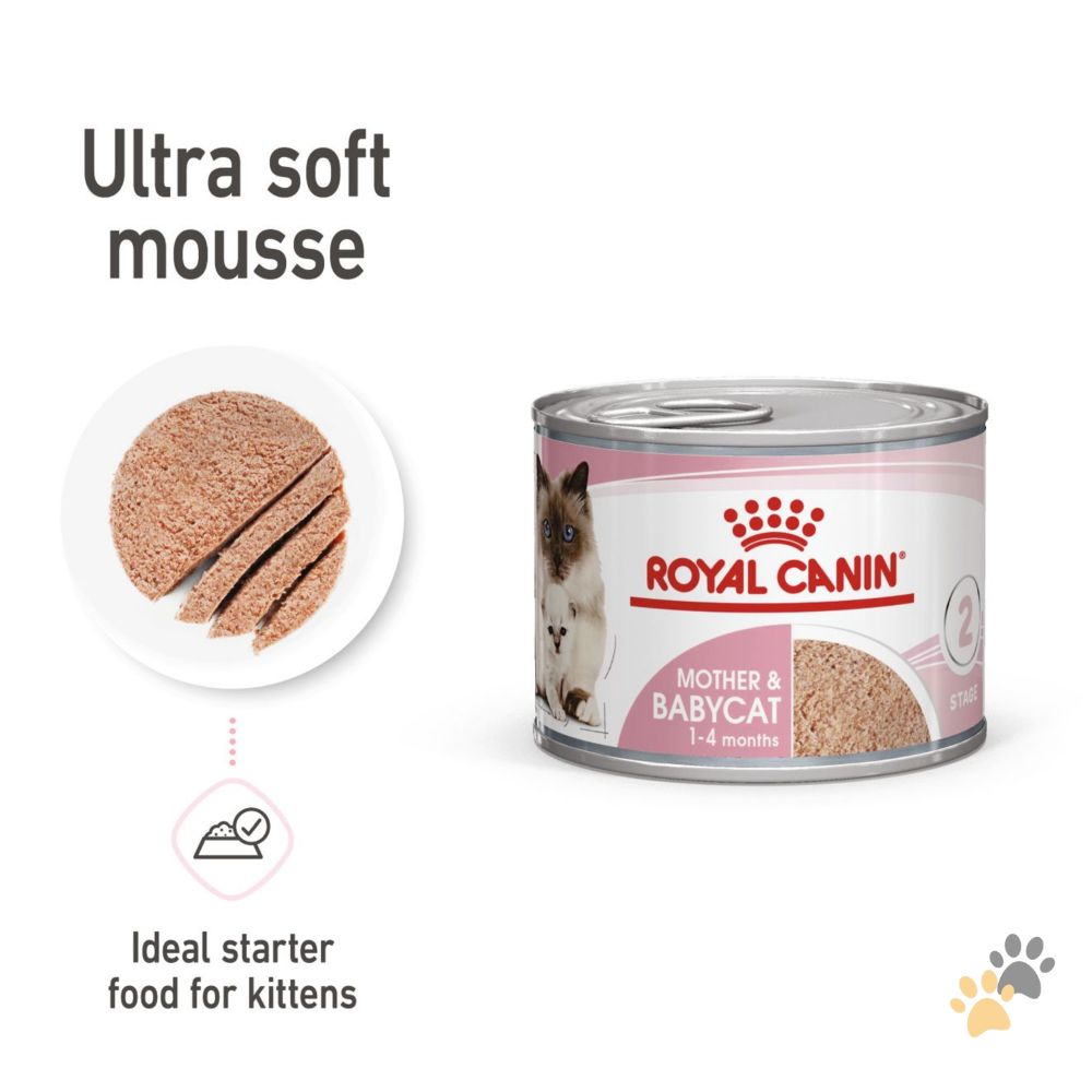 ROYAL CANIN MOTHER AND BABYCAT WET FOOD CANS TRAY - 12 X 195G