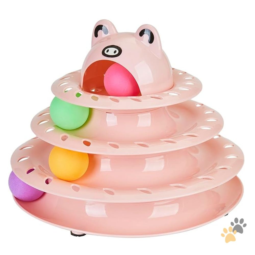 COZY PAWS INTERACTIVE 4 TIER BALL TRACK CAT TOY FOR INDOOR CATS