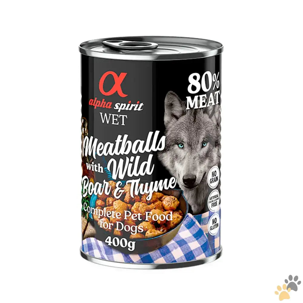 Alpha Spirit Meatballs Boar and Thyme Dog Wet Food can - 400g - 400g - Dog Food