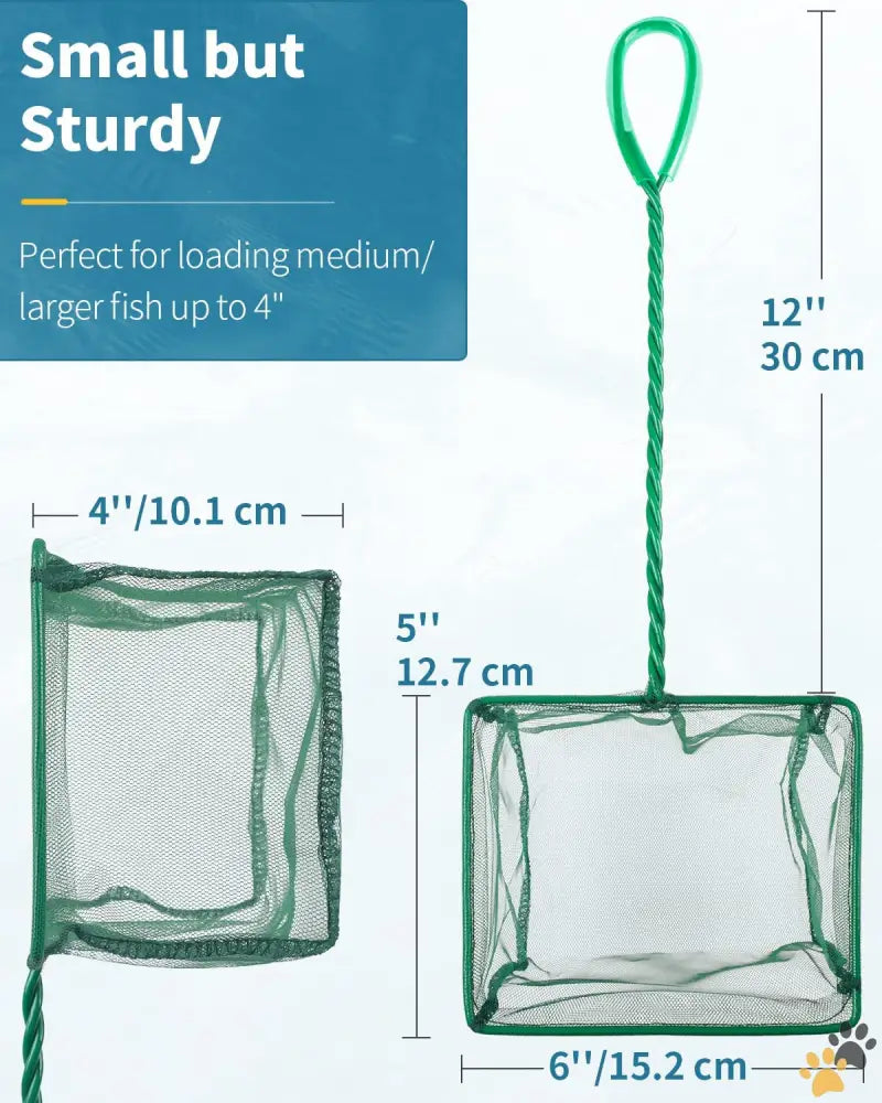 6 Inch Aquarium Fish Net - 6 Inch / 1 Pack - Aquarium Fish Net with Braided Metal Handle Square Net with Soft Fine Mesh