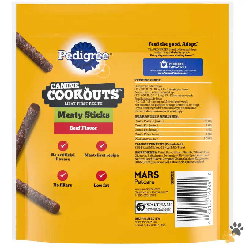 Pedigree Soft Dog Treats Beef Flavor - Beef - Canine Cookout Soft Dog Treats Beef Flavored Meaty Sticks 5.36 Oz Bag.