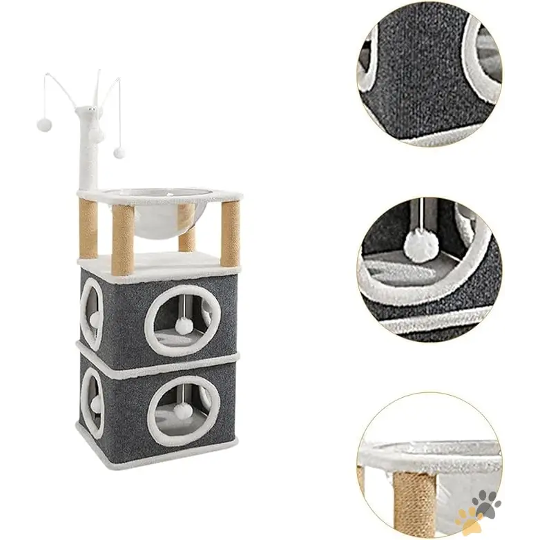 Cat Bed Space Capsule Cat House Furniture Interactive Play Toy - Three Layers - Pet Housing