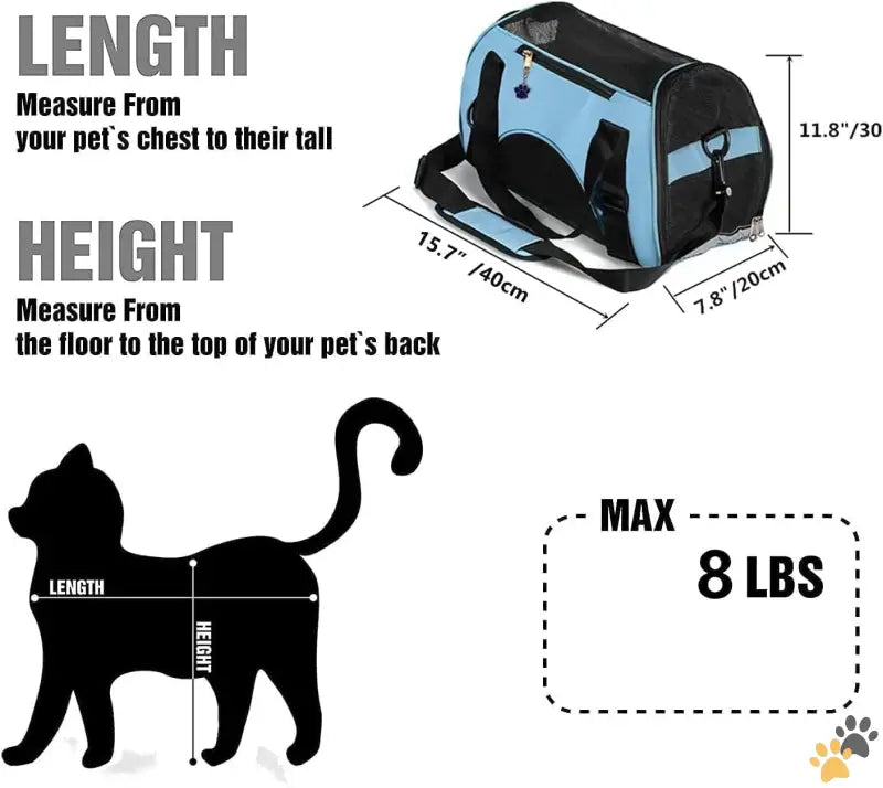 Small Pet Carrier with Padded Shoulder Strap - Small Blue - Cat Carrier,soft-sided Pet Travel Carrier for Cats,dogs