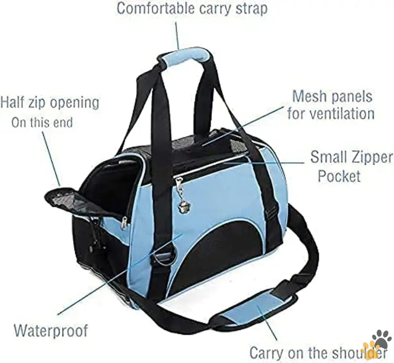 Small Pet Carrier with Padded Shoulder Strap - Small Blue - Cat Carrier,soft-sided Pet Travel Carrier for Cats,dogs