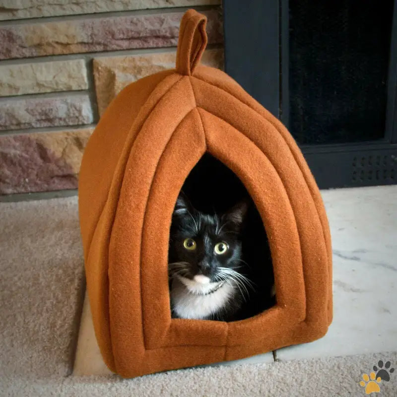 Cozy Cat Pet Igloo Bed - Cat Pet Igloo Cave Enclosed Covered Tent House Removable Cushion Bed Hideout.