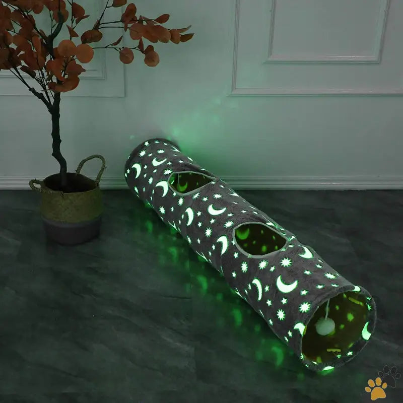 Glowing Cat Tunnel Tube - 47.2inch - Cat Tunnel Tube with Plush Ball Toys Collapsible Self-luminous Photoluminescence