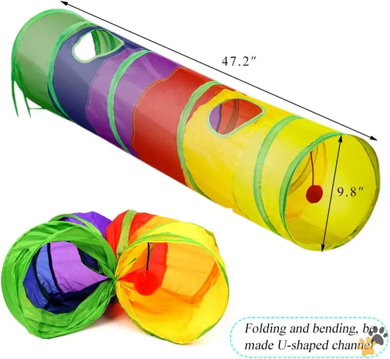 Cat Tunnel Cat Play Fun - Colorful - Cat Tunnel Cat Tubes for Indoor Cats Collapsible Cat Play Toy for Puzzle