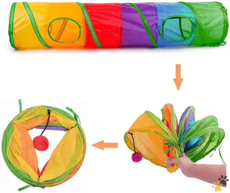 Cat Tunnel Cat Play Fun - Colorful - Cat Tunnel Cat Tubes for Indoor Cats Collapsible Cat Play Toy for Puzzle