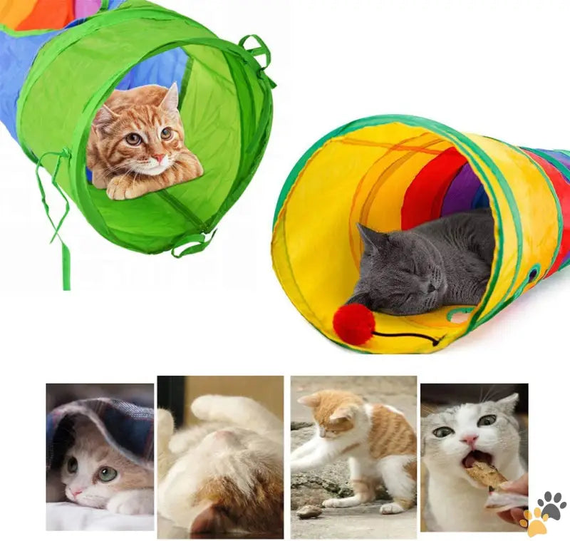 Cat Tunnel Cat Play Fun - Colorful - Cat Tunnel Cat Tubes for Indoor Cats Collapsible Cat Play Toy for Puzzle