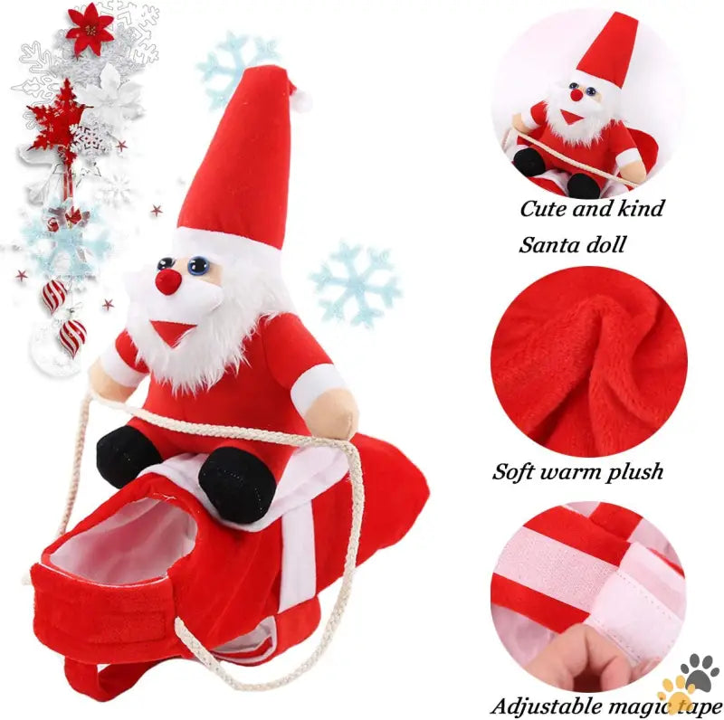 Christmas Dog Costume Easy Fit - Large - Clearance Christmas Dog Costume Funny Dog Christmas Santa Claus Costume Riding