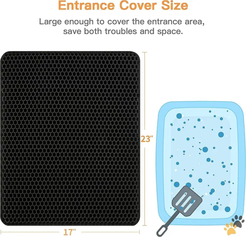 Cat Litter Mat Litter Trapper - Black / 23’’ x 17’’ - Conlun Cat Litter Mat Cat Litter Trapping Mat Honeycomb