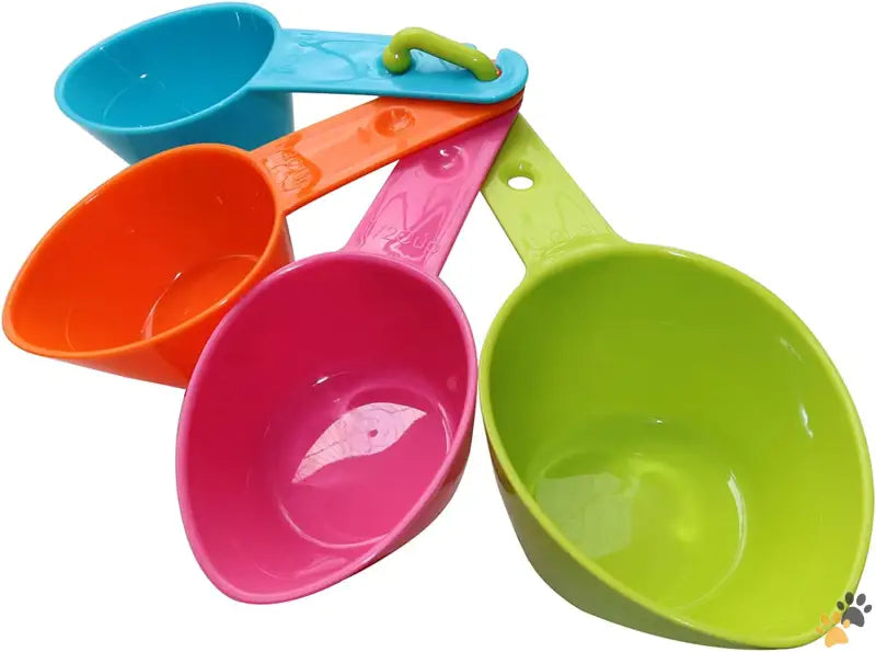 Plastic Measuring Cups Pet Food Scoop Set - Set of 4 - Dog Food Scoop Set of 4 - Plastic Measuring Cups for Dog Cat