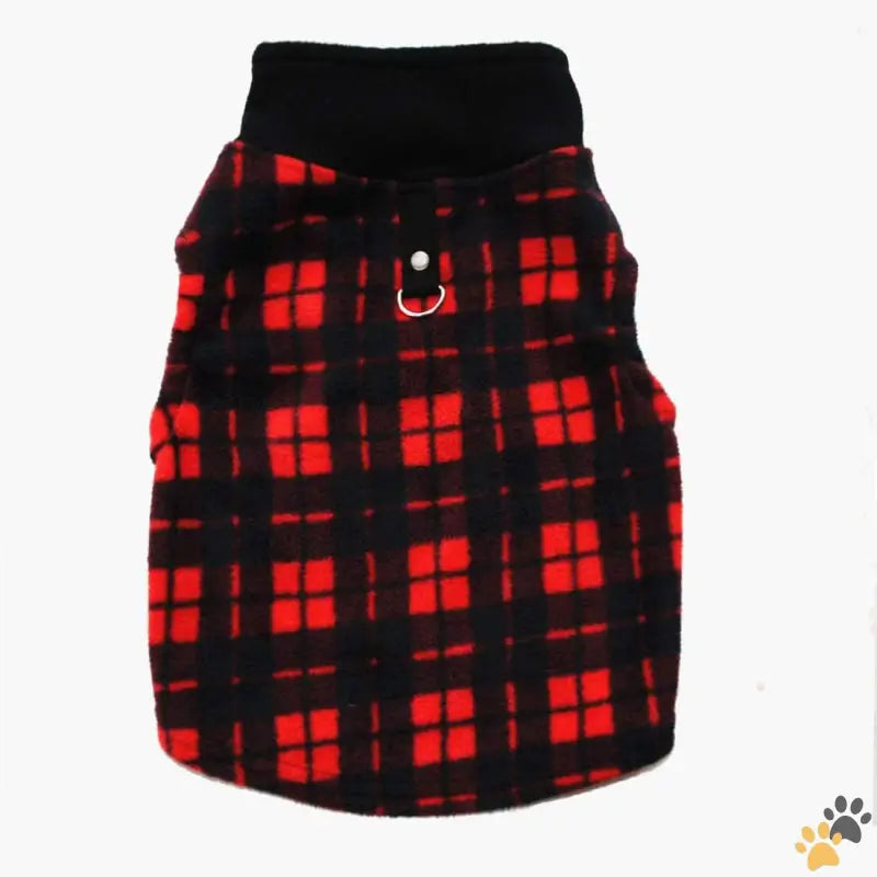 Soft Fleece Dog Sweater - Red Plaid / Small (pack of 1) - Dog Sweater Soft Fleece Vest with Leash Ring Pullover Jacket