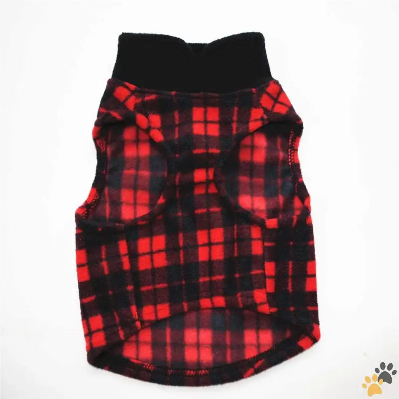 Soft Fleece Dog Sweater - Red Plaid / Small (pack of 1) - Dog Sweater Soft Fleece Vest with Leash Ring Pullover Jacket