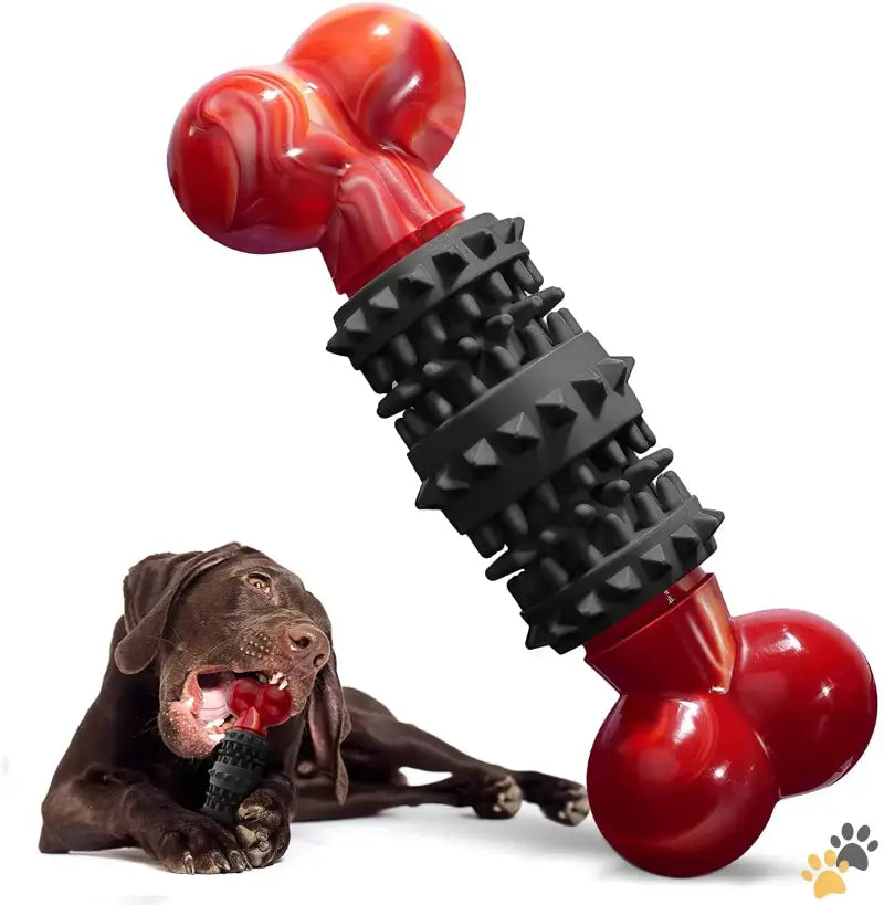 Dinosam Indestructible Dog Toys - Red and Black Dog Toy - Dog Toys for Aggressive Chewers Bone Dog Toy Interactive Dog