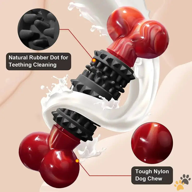 Dinosam Indestructible Dog Toys - Red and Black Dog Toy - Dog Toys for Aggressive Chewers Bone Dog Toy Interactive Dog