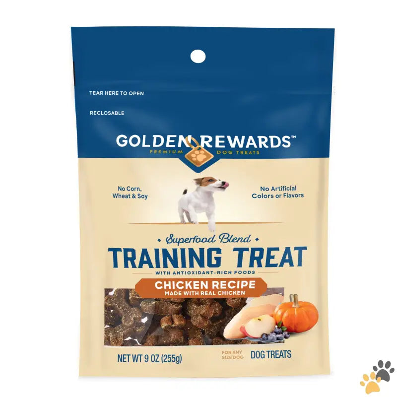 Golden Rewards Chicken Recipe Training Treats - 1 - Dog Training Treats with Real Chicken Recipe 9 Oz Pouch.