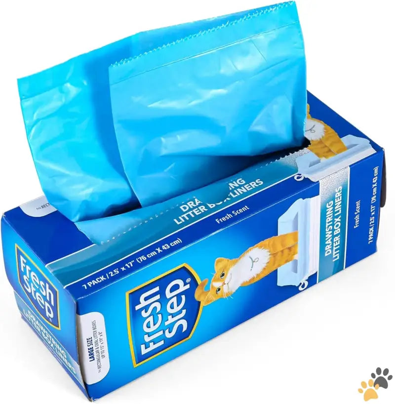 Fresh Step Litter Box Liners Large 7 Count - 1 Pack - Drawstring Litter Box Liners Scented Large Size 30’’ x