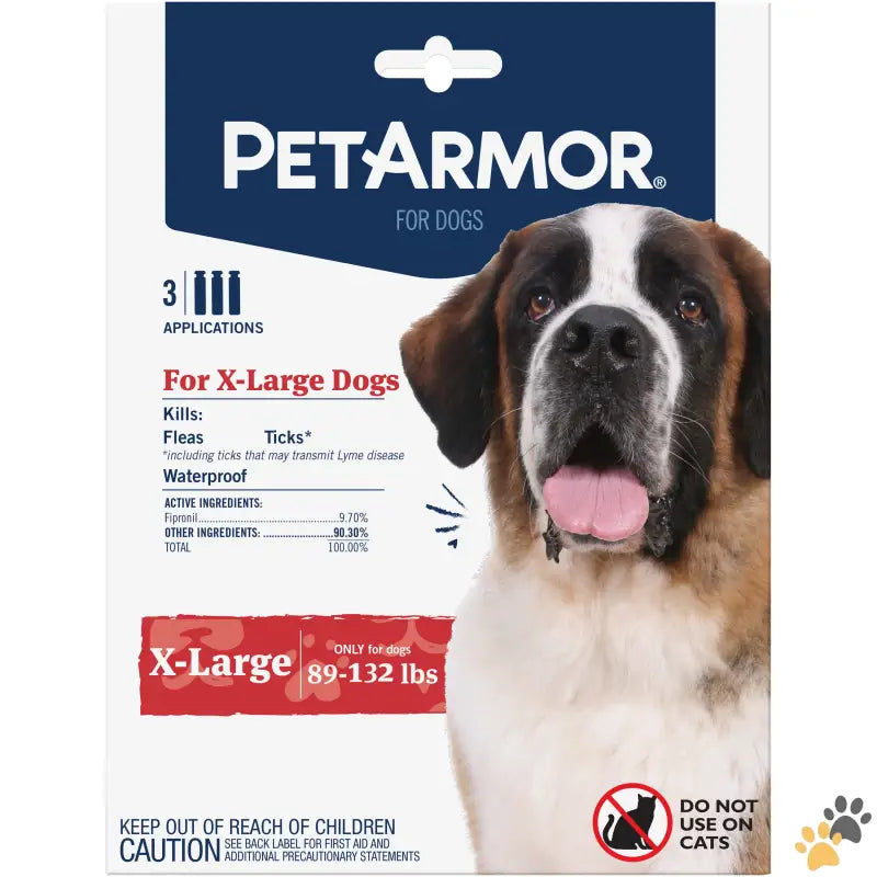 Petarmor Flea Tick Treatment for Dogs - 3 Ct / Large - Flea & Tick Treatment for Extra Large Dogs 89 to 132 Lbs 3