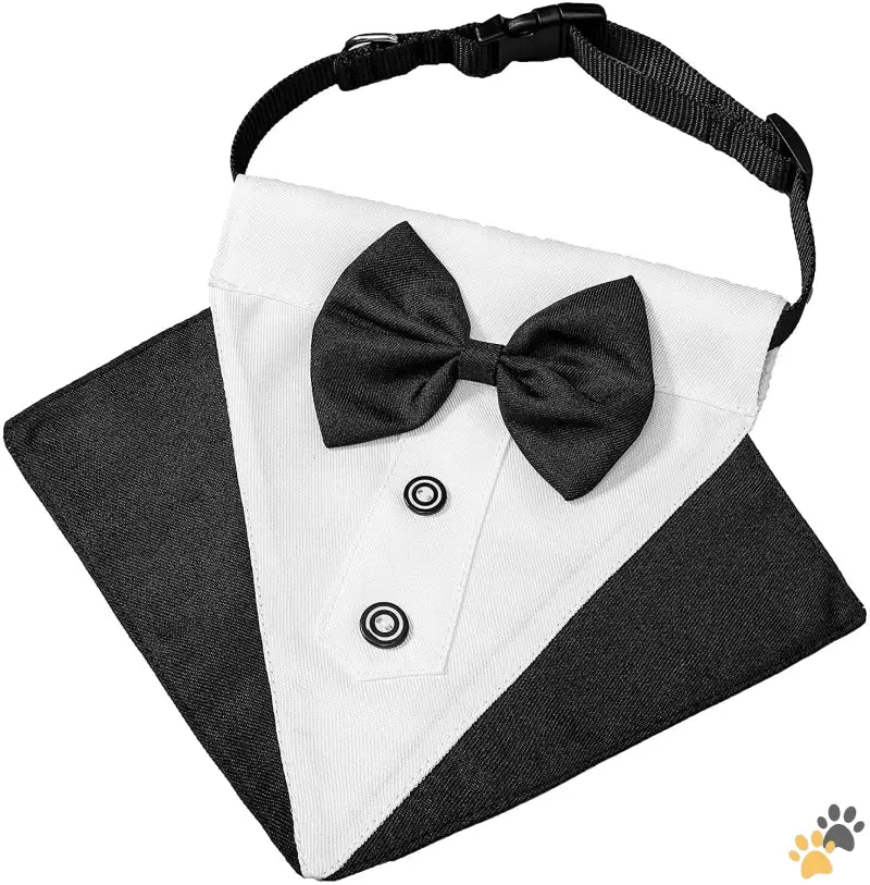 Wedding Dog Bandana Collar - Blackwhite / Large - Formal Dog Tuxedo Wedding Dog Bandana Collar Dog Collar with Bow Tie