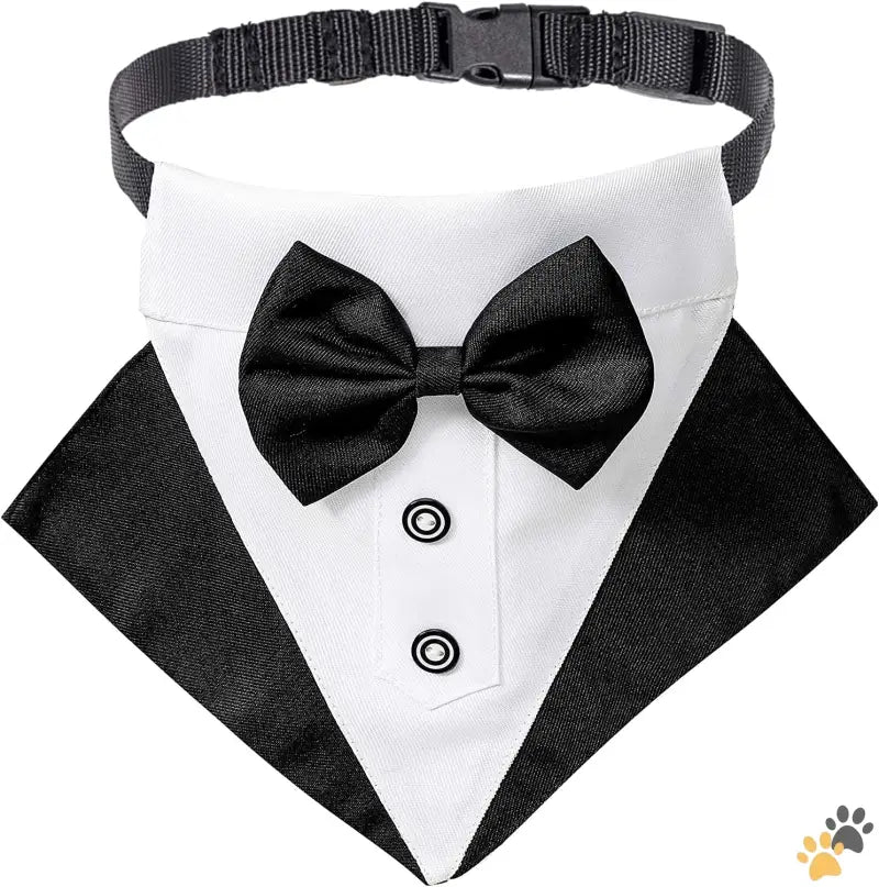 Wedding Dog Bandana Collar - Blackwhite / Large - Formal Dog Tuxedo Wedding Dog Bandana Collar Dog Collar with Bow Tie