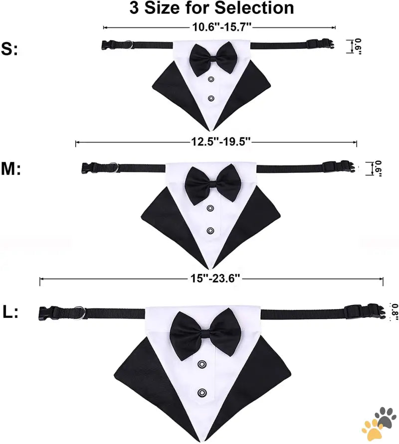 Wedding Dog Bandana Collar - Blackwhite / Large - Formal Dog Tuxedo Wedding Dog Bandana Collar Dog Collar with Bow Tie