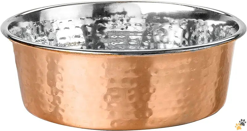 Copper Lacquer Dog Bowl - Copper / Medium - Hammered Decorative Designer Bowls - Luxury Style Premium Dog and Cat