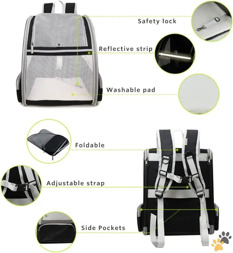 Traveler Bubble Pet Backpack - Black - Innovative Traveler Bubble Backpack Pet Carriers for Cats and Dogs (black)