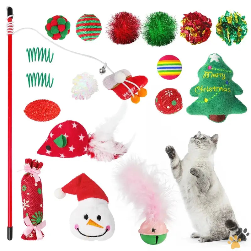 Legendog Interactive Christmas Cat Toy - Interactive Christmas Cat Toy Gift Set Indoor 18 Piece.