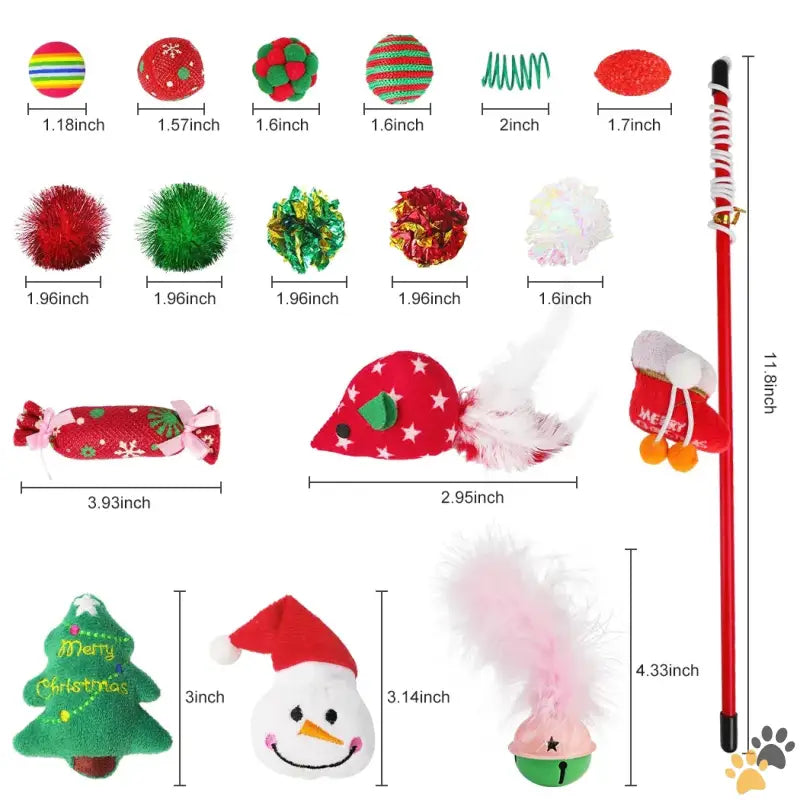 Legendog Interactive Christmas Cat Toy - Interactive Christmas Cat Toy Gift Set Indoor 18 Piece.