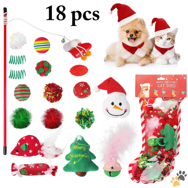 Legendog Interactive Christmas Cat Toy - Interactive Christmas Cat Toy Gift Set Indoor 18 Piece.