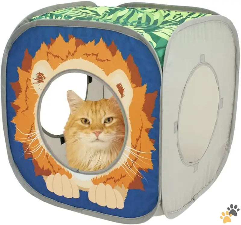 Jungle Cat Cube Kitty City - Jungle Cat Cube Combo Collapsible Cat Cube Cat Bed Tunnel Cat Toy.