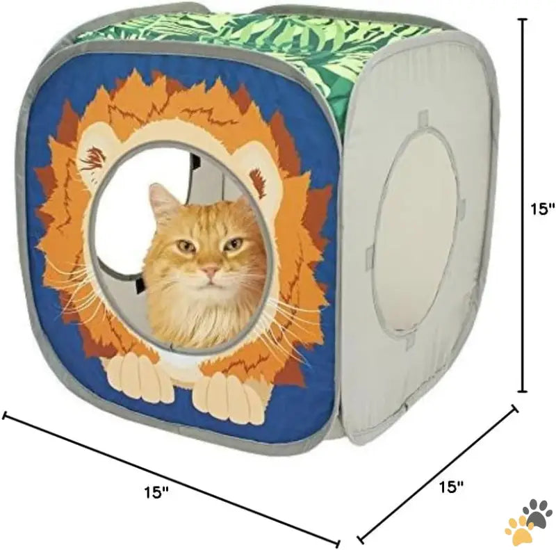 Jungle Cat Cube Kitty City - Jungle Cat Cube Combo Collapsible Cat Cube Cat Bed Tunnel Cat Toy.