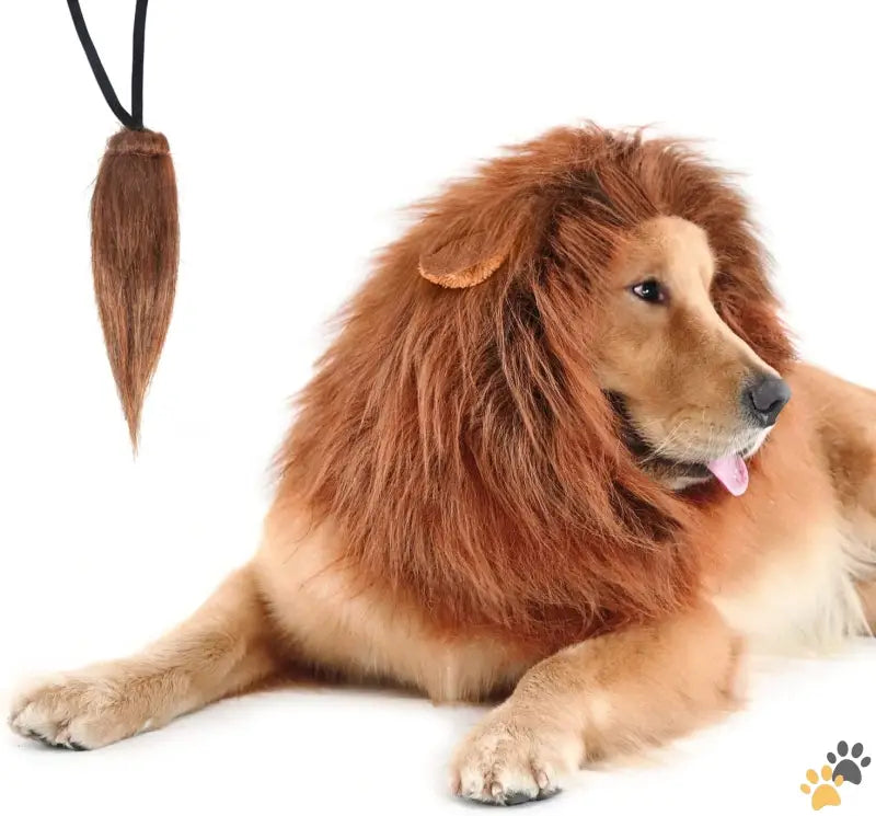 Dog Lion Mane Wig - Dark Brown - Lion Mane for Dog Costumes Dog Lion Mane Realistic Lion Wig for Medium to Large Sized