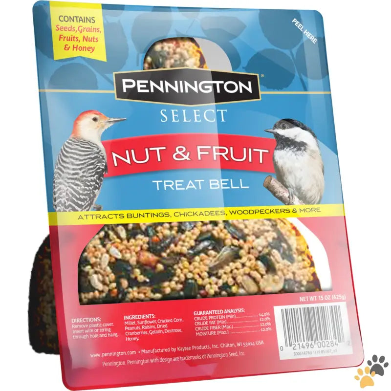 Pennington Fruit Treat Bell Wild Bird Food - Nut and Fruit Treat Bell Wild Bird Feed and Seed 15 Oz. Dry 1 Pack