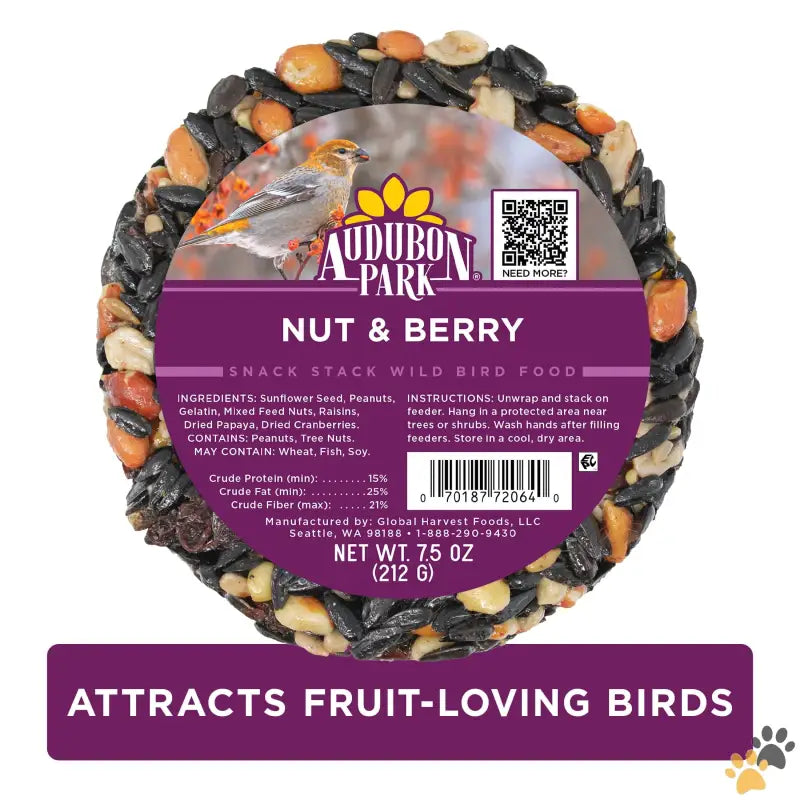 Audubon Park Berry Snack Stack - Single - Nut & Berry Snack Stack Wild Bird Food Dry 1 Count Per Pack 7.5 Oz.