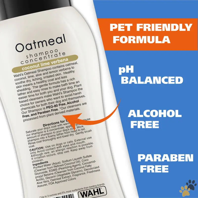 Wahl Oatmeal Dog Shampoo - Oatmeal Dog Shampoo Concentrate Coconut Lim Verbena - Model 820004a