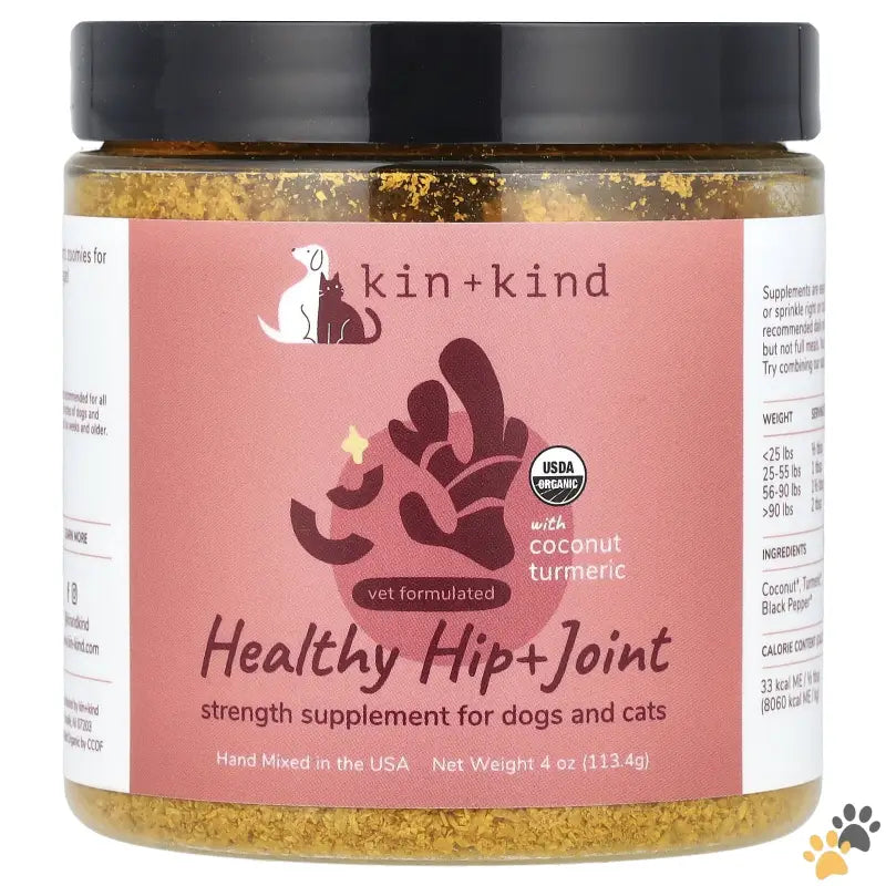 Kin + Kind Usda Organic Joint Supplement - 3.05 - Organic Hip & Joint Supplement for Dogs & Cats.