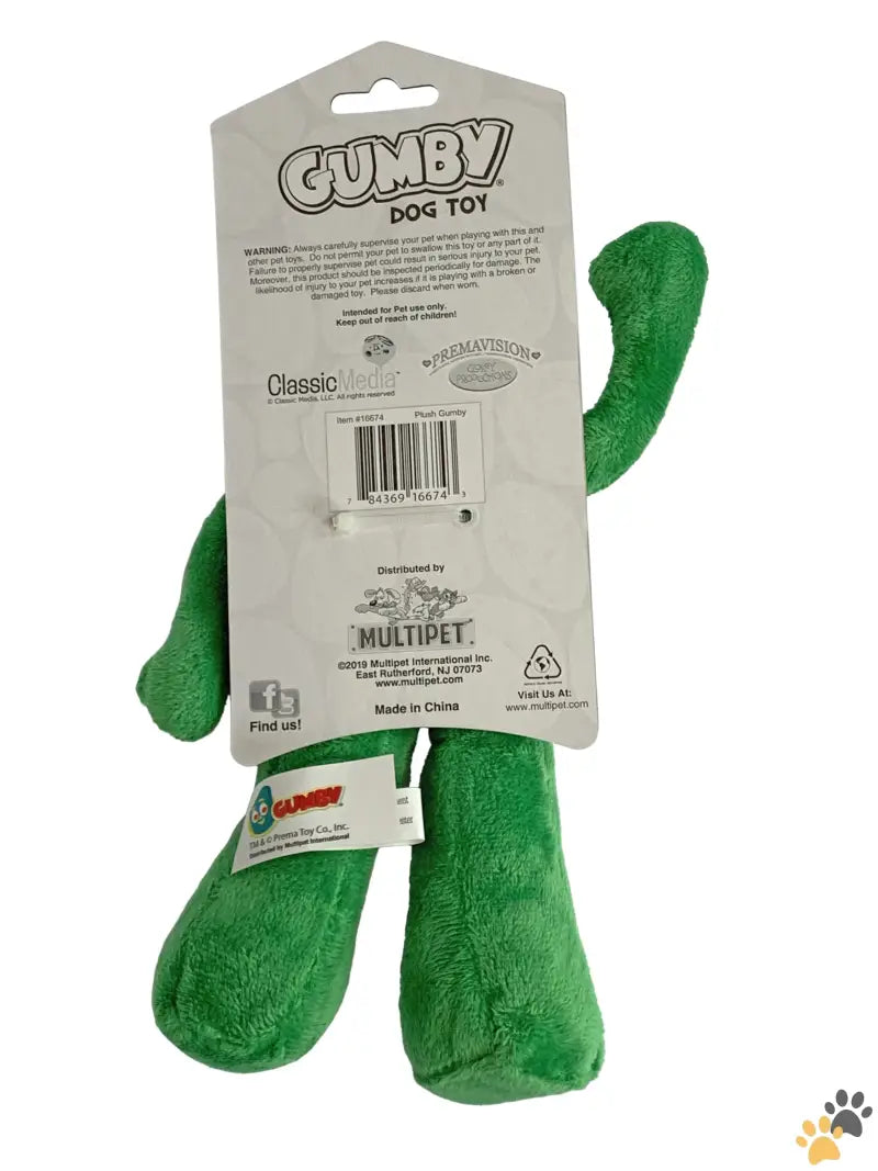 Gumby Plush Dog Toy - Original Gumby Plush Dog Toy 9’’ Squeak Green.