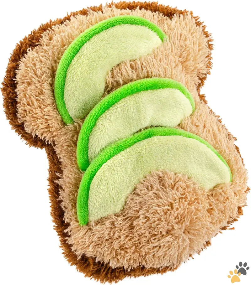 Plush Pet Toy Squeaker Dog Toy - 7’’ Avocado Toast - Pet 7 Inches Plush Pet Toy Avocado Toast with Squeaker and Crinkle.