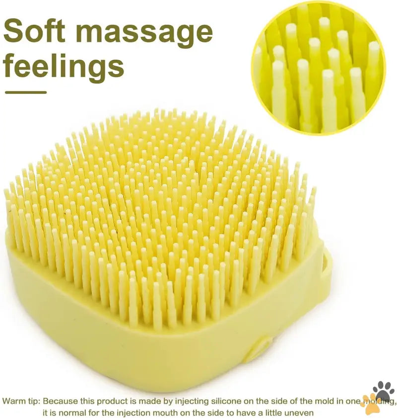 Dog Bath Brush - Yellow - Pet Bath Brush Dog Bath Brush Shampoo Dispenser Soft Silicone Dog Bathing Brush Dog Shampoo