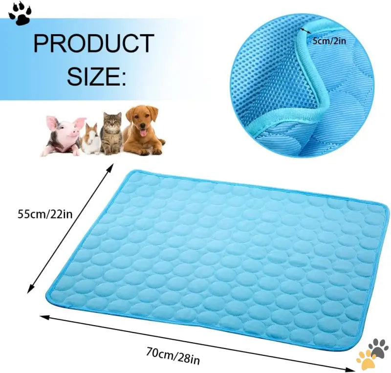 Ice Silk Dog Cooling Mat - Blue / 28x22in - Pet Cooling Mat for Dogs and Cats Mesh Fabric 28x22in Ice Silk Material