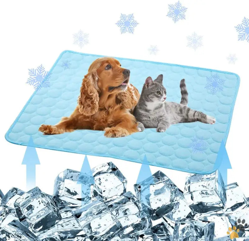 Ice Silk Dog Cooling Mat - Blue / 28x22in - Pet Cooling Mat for Dogs and Cats Mesh Fabric 28x22in Ice Silk Material