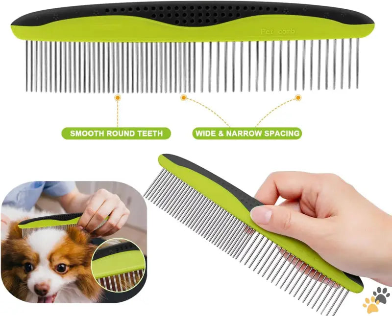 Dual-sided Undercoat Rake Pet Dematting Tool - Green-2 Pack - Pet Dematting Tool 2 Pack - Double Sided Undercoat Rake &