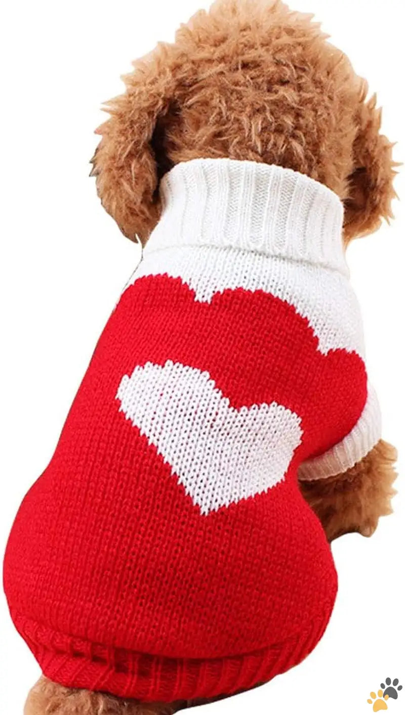 Cozy Dog Sweaters Strawberry Heart - Red2 / Medium - Pet Dog Sweaters Classic Knitwear Turtleneck Winter Warm Puppy