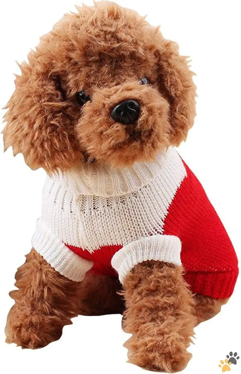 Cozy Dog Sweaters Strawberry Heart - Red2 / Medium - Pet Dog Sweaters Classic Knitwear Turtleneck Winter Warm Puppy