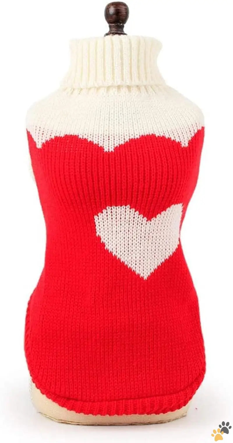 Cozy Dog Sweaters Strawberry Heart - Red2 / Medium - Pet Dog Sweaters Classic Knitwear Turtleneck Winter Warm Puppy