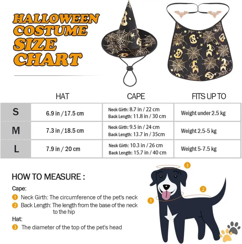 Pet Halloween Costume Wizard Hat Set - s - Pet Halloween Costumes Cape with Wizard Hat Dog Cat Halloween Apparels (size