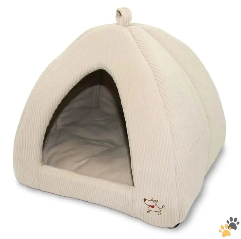 Plush Pet Tents for Cats and Dogs - Pet Tent-soft Bed for Dog and Cat by - Beige Corduroy 16’’ x 16’’ x H:14’’